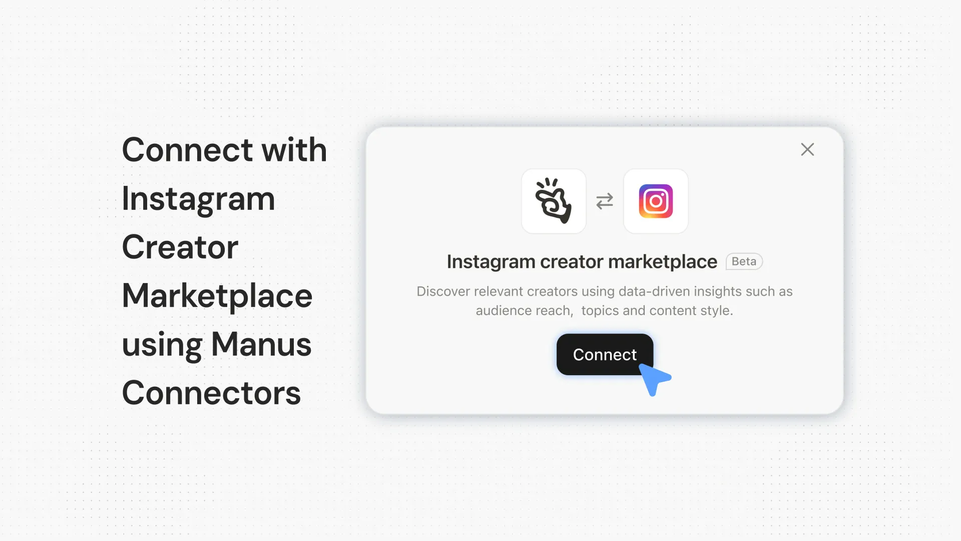 GlowUS 커넥터를 사용하여 Instagram Creator Marketplace와 연결하기
