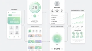 차분한 명상 앱 UI/UX 디자인